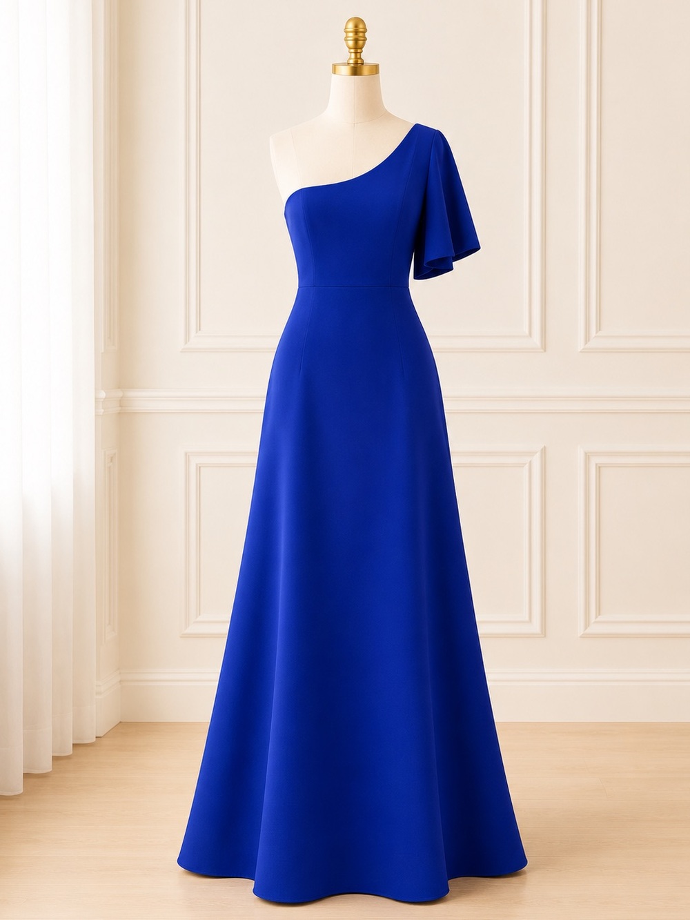 NWT Mac Duggal 49708 Cobalt Blue One Shoulder Formal Gown 14W MSRP $398